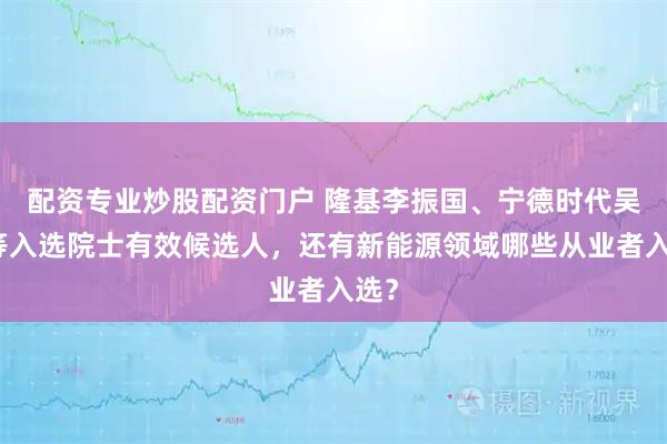 配资专业炒股配资门户 隆基李振国、宁德时代吴凯等入选院士有效候选人，还有新能源领域哪些从业者入选？