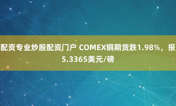 配资专业炒股配资门户 COMEX铜期货跌1.98%，报5.3365美元/磅