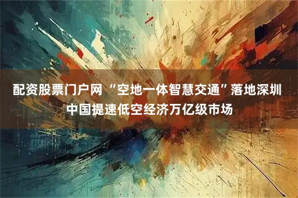 配资股票门户网 “空地一体智慧交通”落地深圳 中国提速低空经济万亿级市场